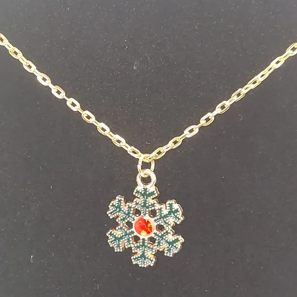 Gold Tone Snowflake Pendant Necklace - Picture 2 of 2